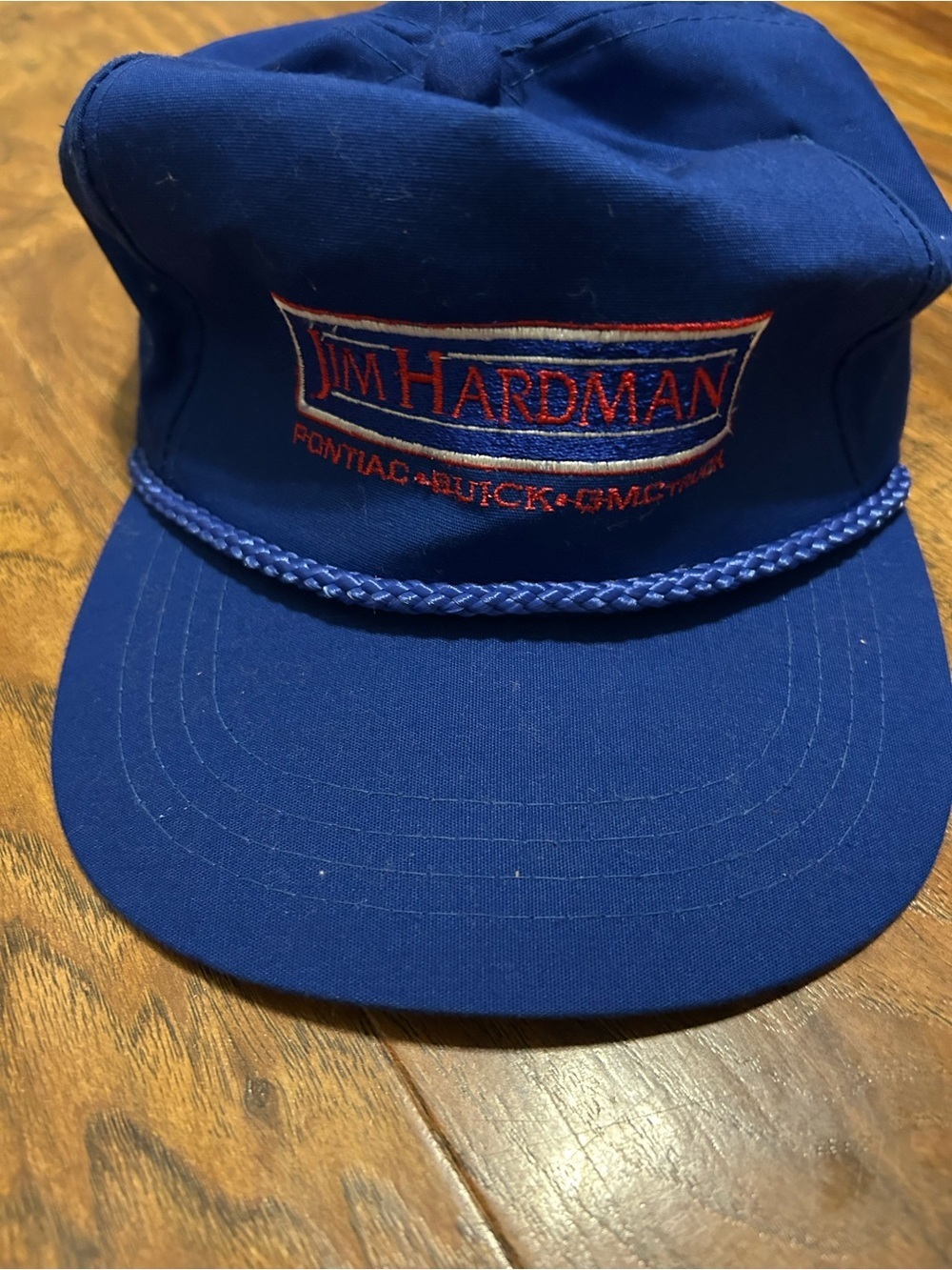 Vintage Trucker Hat Navy Blue with Red Logo 
Embroidered Rope-Trim Baseball Cap